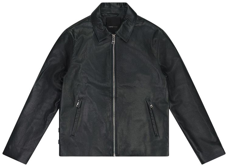 

Куртка PURPLE BRAND из кожи с застежкой-молнией спереди, черная