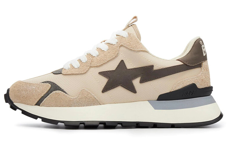

A BATHING APE ROAD Lifestyle Shoes Men Low-top Beige/Black
