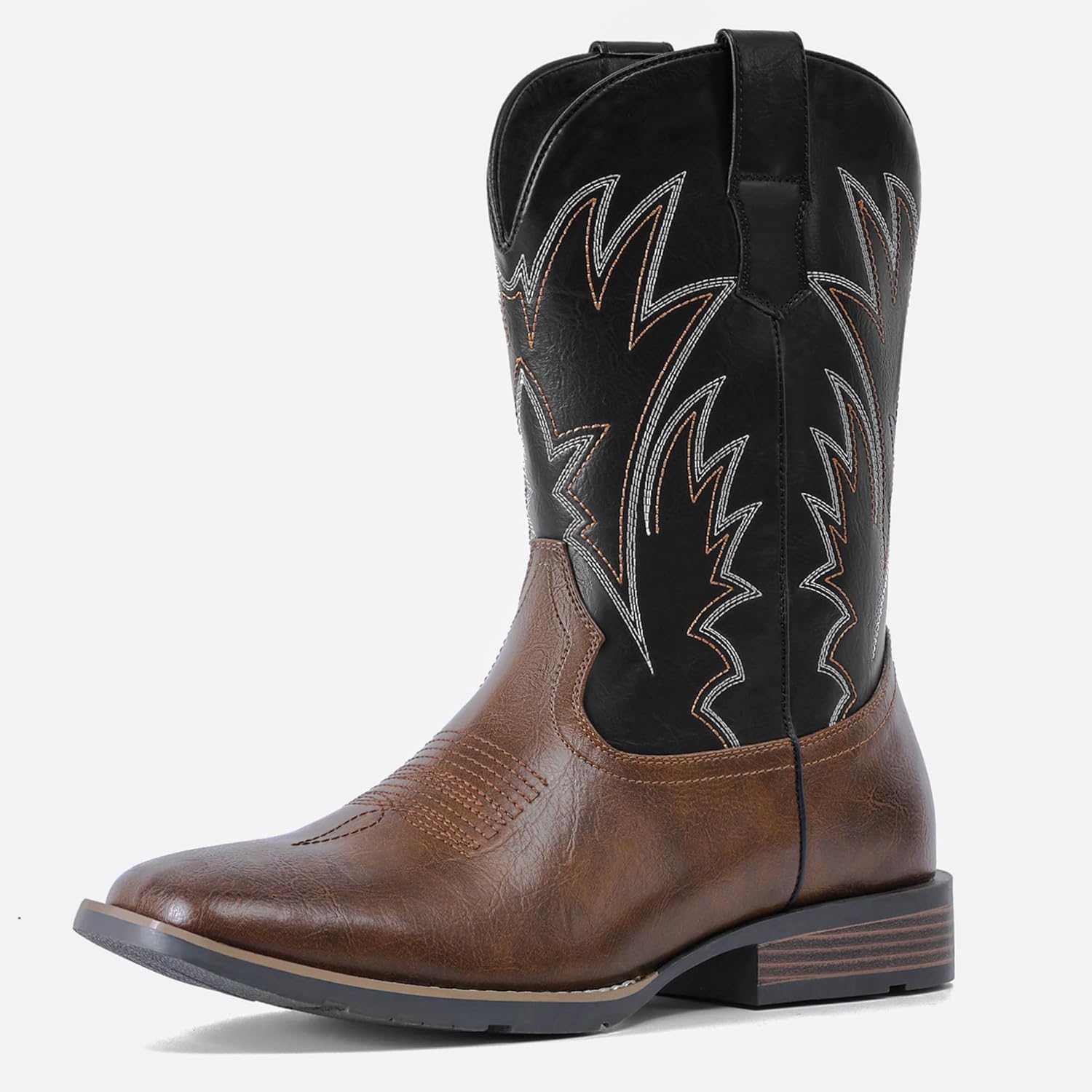 

Мужские ковбойские сапоги IUV с квадратным носком, вестерн сапоги, прочные классические вышитые сапоги на подъем, противоскользящие деревенские сапоги, коричневый