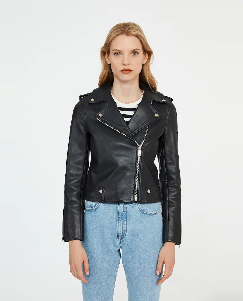 

Женская кожаная байкерская куртка Claudie Pierlot, черный