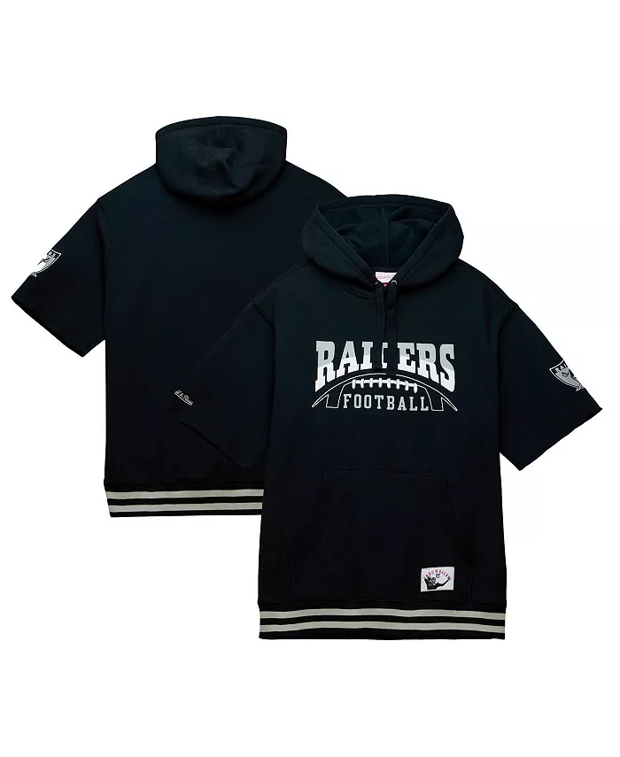 

Мужская черная толстовка с капюшоном и короткими рукавами Las Vegas Raiders Pre-Game Mitchell & Ness