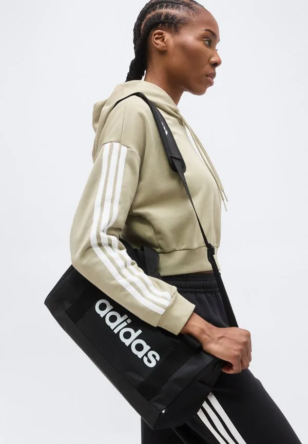 Худи essentials с тремя полосками, укороченное, из французской махровой ткани Adidas Sportswear, Khaki/White — фото 4