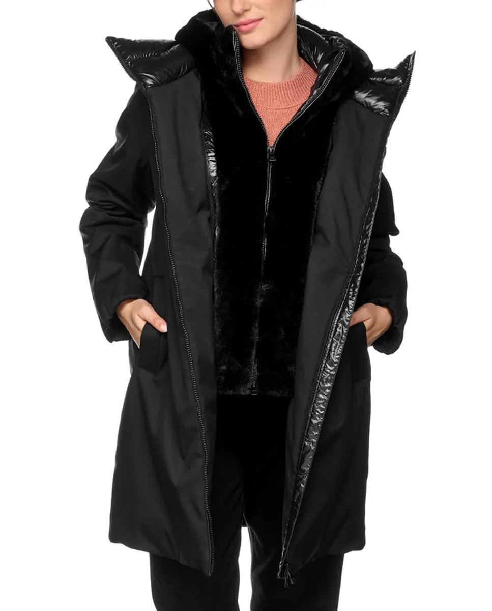 

Женская куртка с отстегивающейся планкой и капюшоном Geox, черный