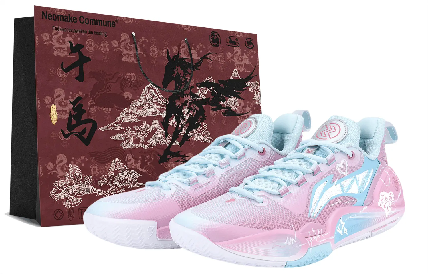 

Li-Ning Speed 9 Cushioning Slip Resistant низкие баскетбольные кроссовки мужские синие розовые