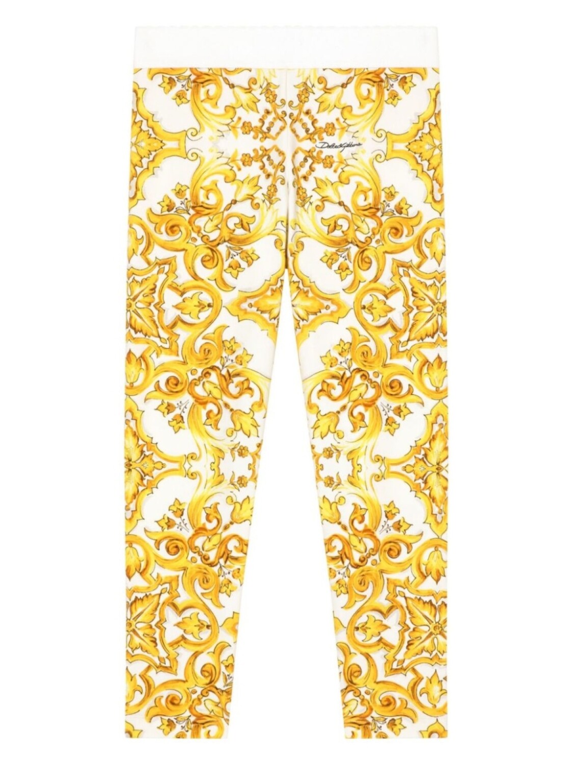 

Dolce & Gabbana Kids легинсы с принтом Maiolica, желтый