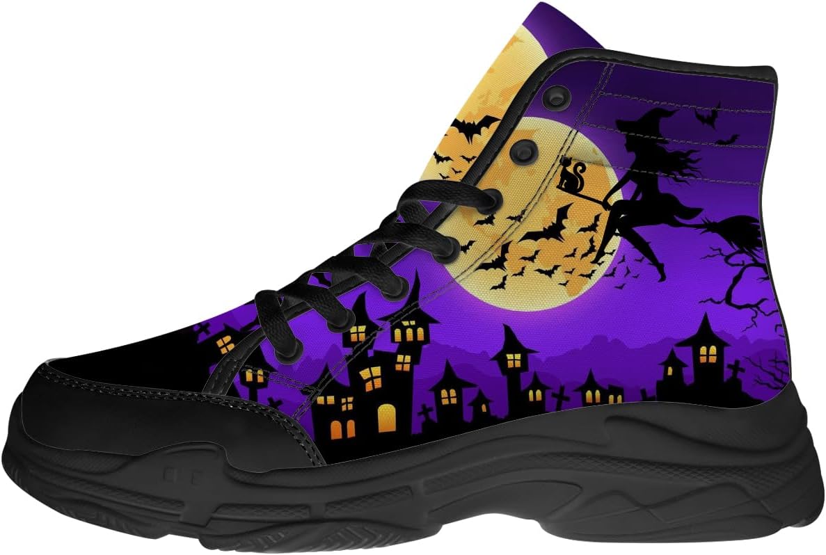 

Высокие кеды на Хэллоуин для женщин и мужчин, на шнуровке, на платформе, подарки для нее и для него Generic, черный