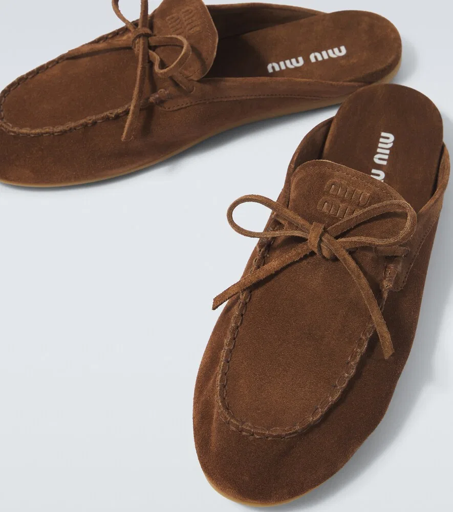 Замшевые мюли Miu Miu, коричневый — фото 3
