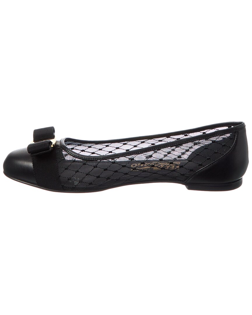 Ferragamo Varina балетки из кожи и сетки Salvatore Ferragamo, черный — фото 2
