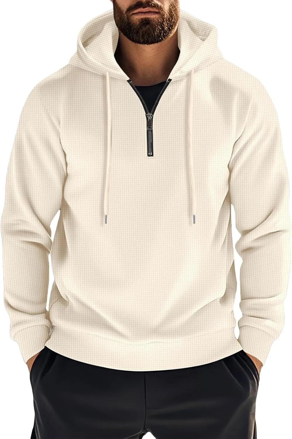 

Мужская толстовка с капюшоном на четверть молнии, легкая, однотонная