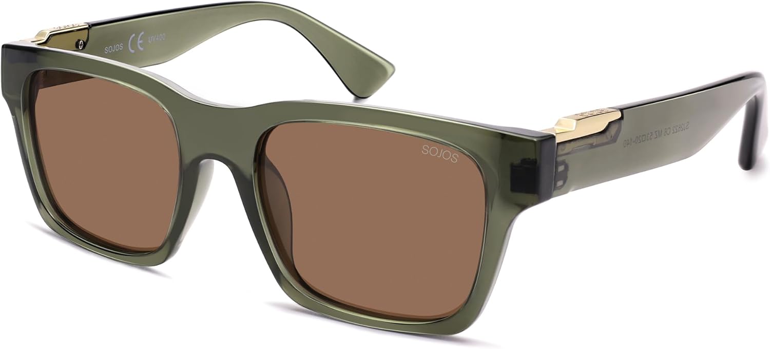 

SOJOS Модные поляризованные квадратные солнцезащитные очки для женщин и мужчин, защита от УФ-излучения UV400, ретро-квадратные, в стиле 70-х, 80-х и 90-х годов, модель SJ2622, Green