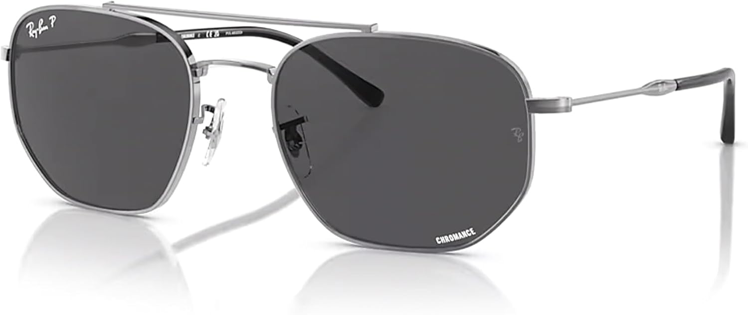 

Солнцезащитные очки Ray-Ban RB3707 с квадратной шестиугольной двойной перемычкой для мужчин и женщин + КОМПЛЕКТ с аксессуарами для очков, Gunmetal/ Grey Chromance Polarized