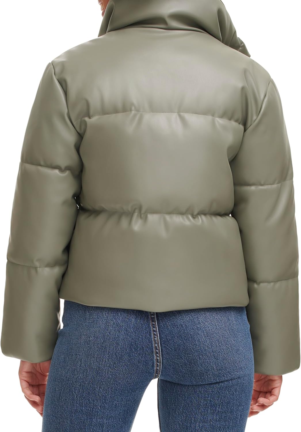 Женская стеганая короткая куртка-пуховик Levi's из веганской кожи, Sage — фото 4
