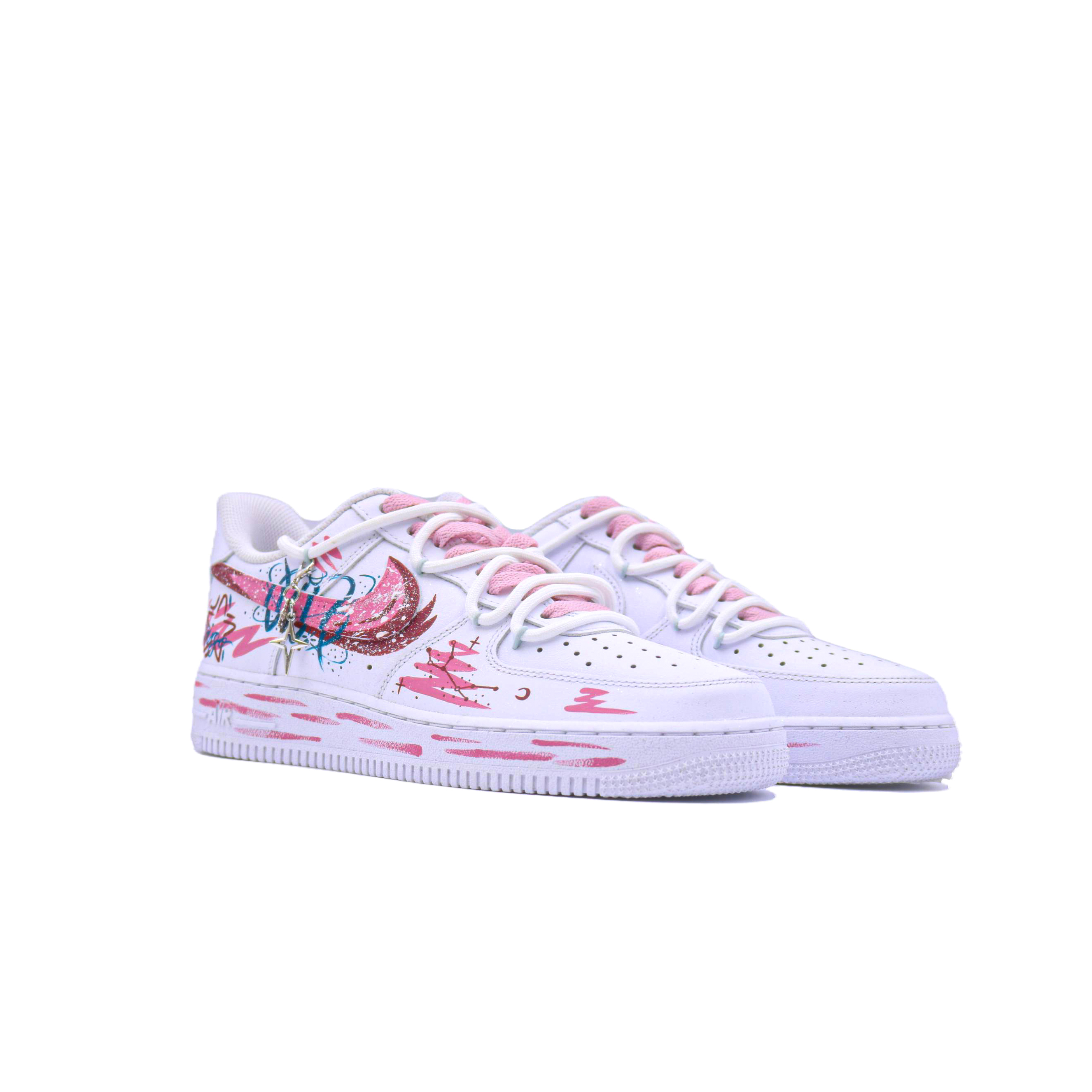 Детские кроссовки для скейтбординга Air Force 1 LE Low унисекс Nike, белый/розовый — фото 4