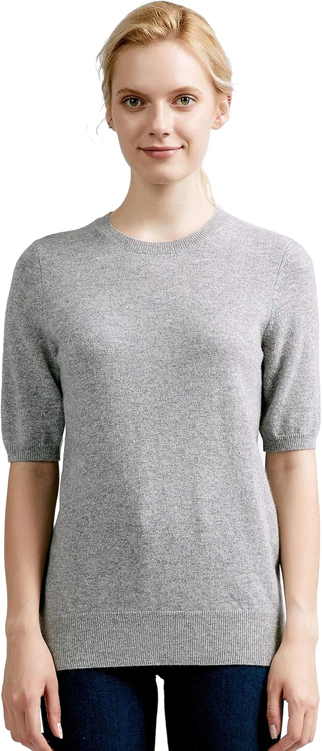 

BEYOND FASHION женская футболка с круглым вырезом и короткими рукавами из 100% кашемира