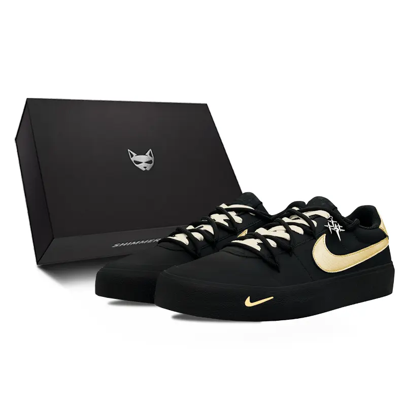 

Nike Кроссовки для скейтбординга Court Shot, мужские, низкие, черно-золотые