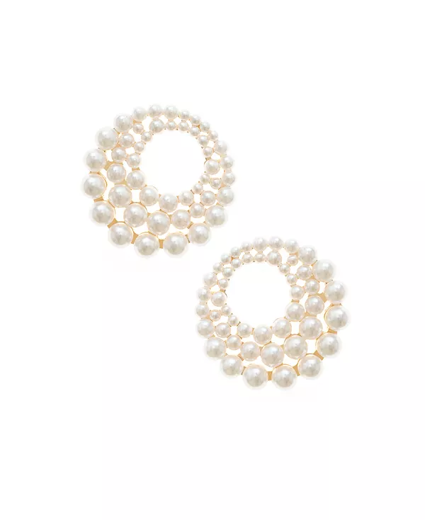 

Серьги с имитацией жемчуга, покрытые 18-каратным золотом Ettika, gold