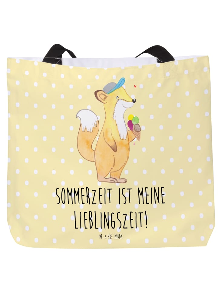 

Mr. & Mrs. Panda Сумка-шоппер «Летняя радость» с надписью, пастельно-желтого цвета