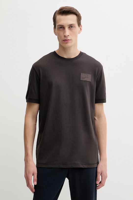 

Хлопковая футболка Ea7 Emporio Armani, коричневый