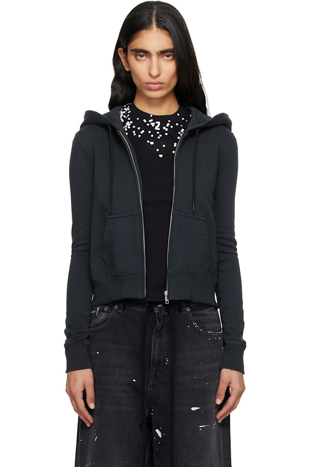 

Mm6 Maison Margiela Черная толстовка без ворса, Черный, Mm6 Maison Margiela Черная толстовка без ворса