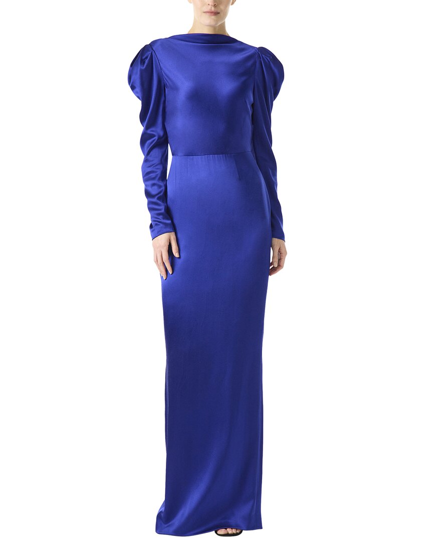 

Атласное платье с длинными рукавами Monique Lhuillier, цвет Royal Blue