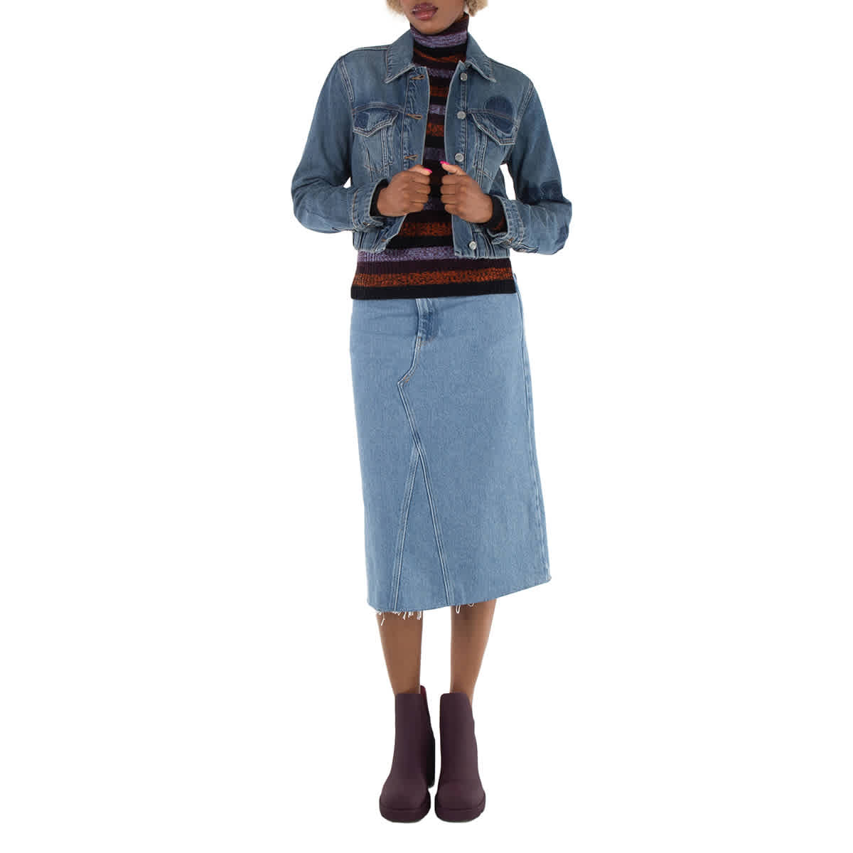 

Ганни Мерино-ребристый джемпер с открытой спиной и высоким воротником GANNI, мультиколор