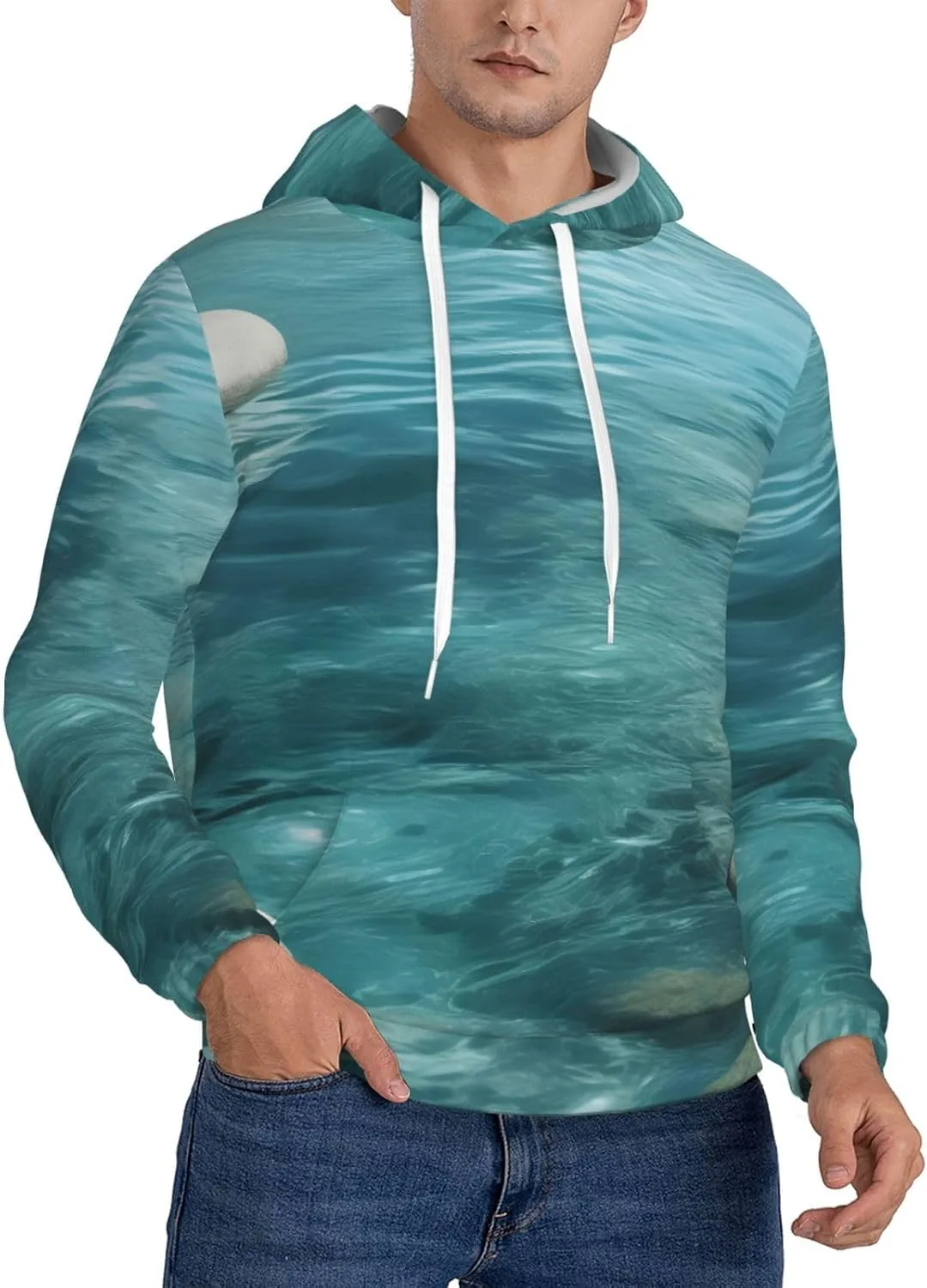 

Толстовка с капюшоном BaerK для мужчин, уютная флисовая, с принтом Tranquil Water