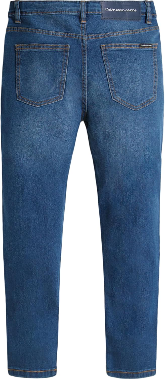 Джинсы Calvin Klein для мальчиков Slim Fit, прямые, эластичные, с пятью карманами, застежкой на молнию и пуговицы, Classic Houston Mid Blue — фото 2