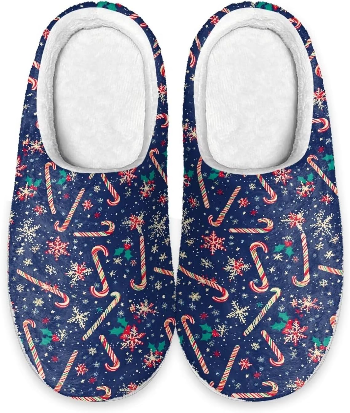 

Тапочки HUGS IDEA для женщин и мужчин, мягкие тапочки-обувь, противоскользящие, для спальни и дома, теплые и уютные, плюшевые, Christmas Canda Cane