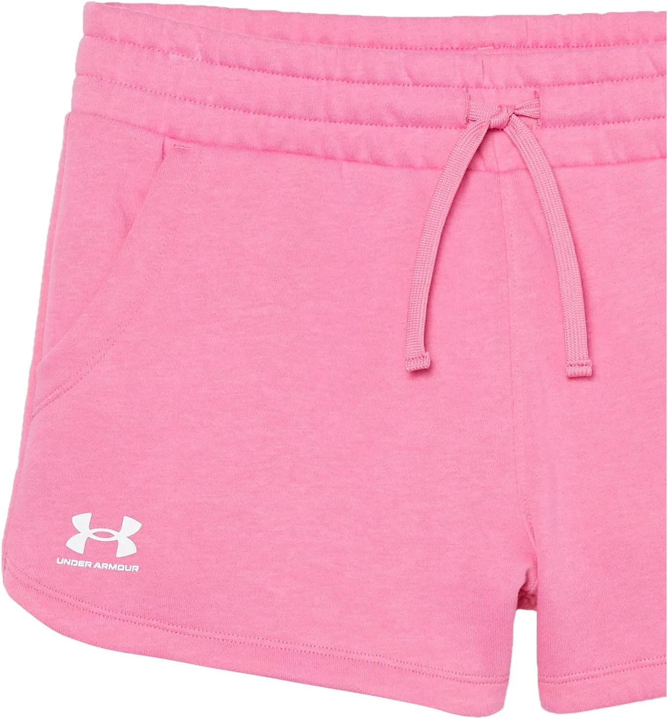 Детские флисовые шорты Under Armour Rival, (659) Pink Edge//White — фото 3