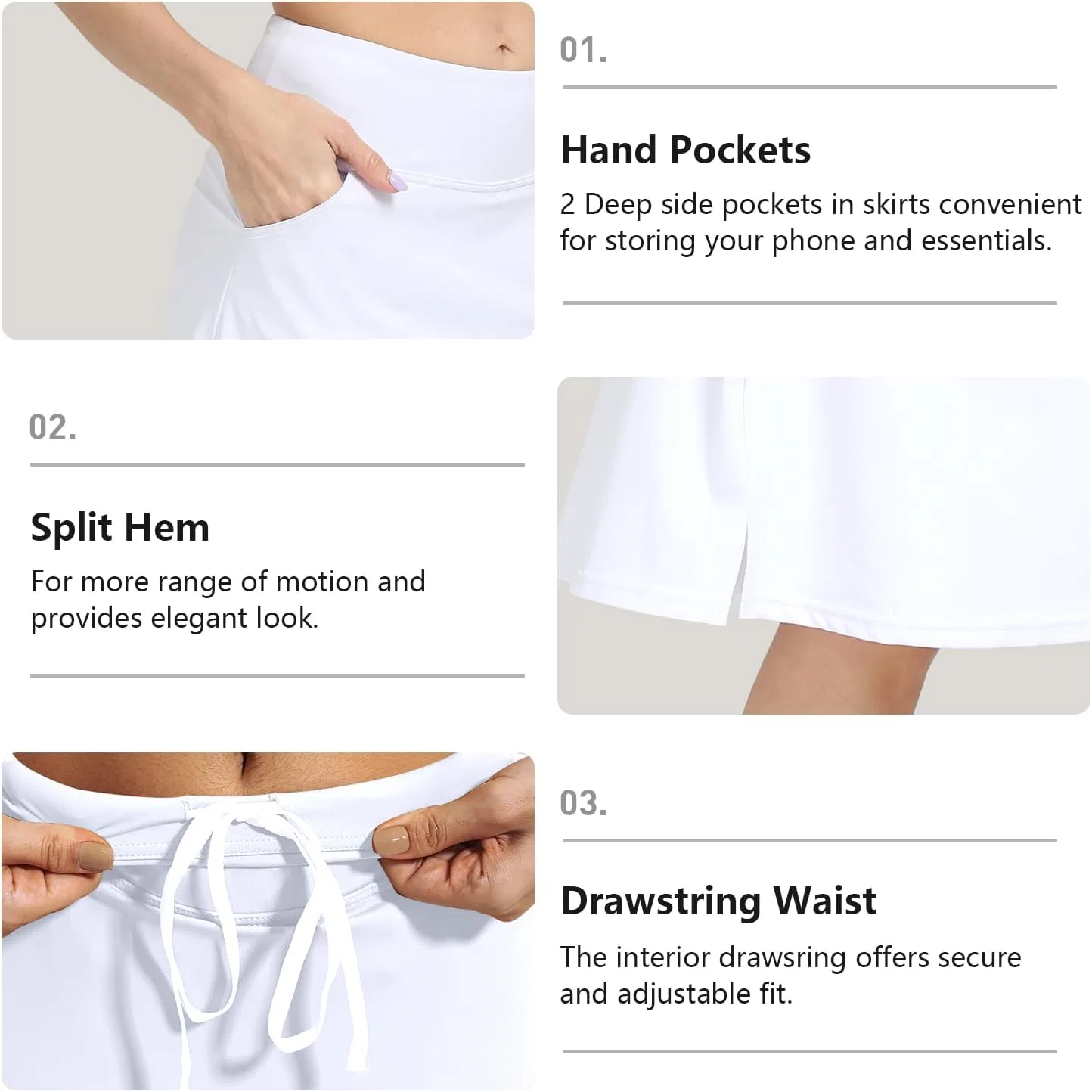 Юбка-шорты для бега, Athletic Midi, CZRLHYT, White — фото 4