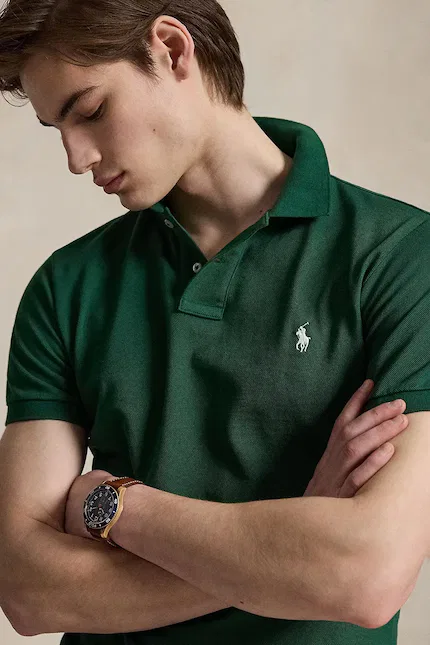 Поло мужское хлопковое Polo Ralph Lauren, зеленый — фото 4