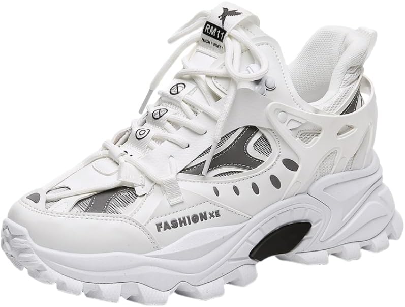 

Мужские модные массивные кроссовки однотонные, Противоскользящие повседневные шнурованные туфли с мягкой подошвой, Обувь для активного отдыха Hoalox, белый