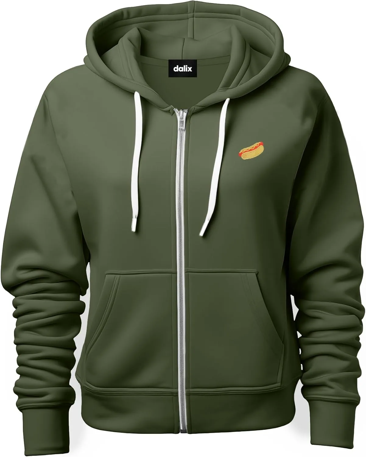 

Толстовка DALIX с вышивкой Hot Dog, на молнии, с карманом