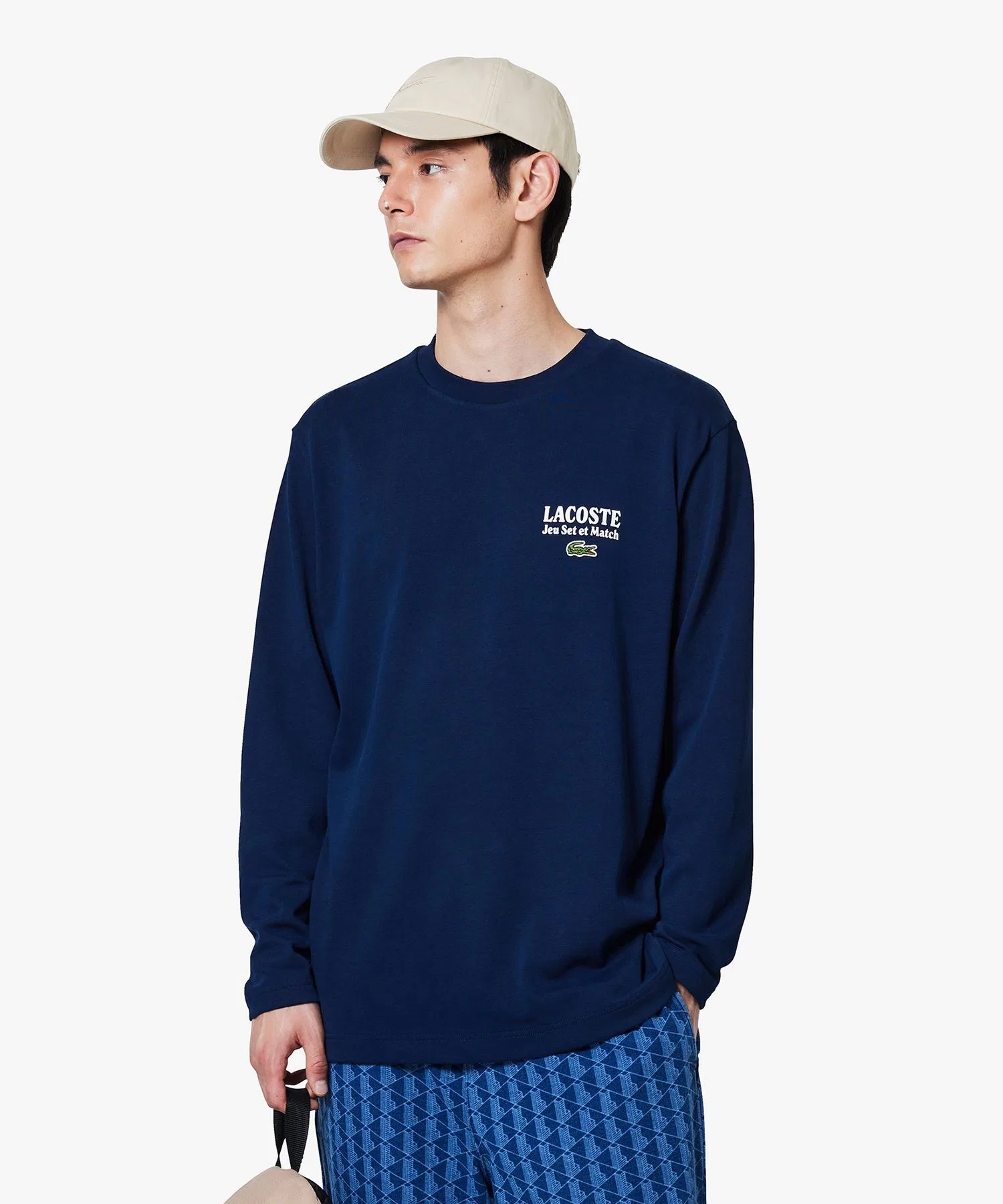 Унисекс футболка с длинным рукавом LACOSTE Jeu Set and Match тёмно-синяя