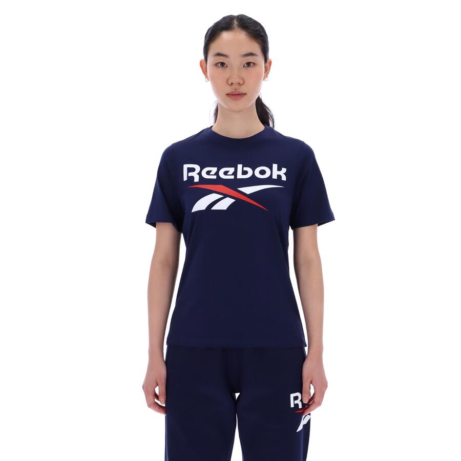 

Футболка Reebok женская, хлопок, тёмно-синяя