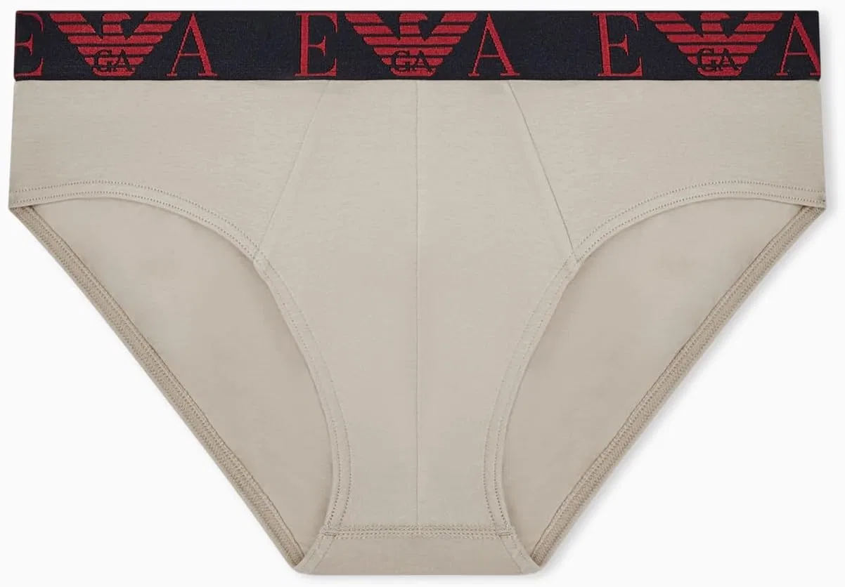 Брифы Monogram 3-pack, Emporio Armani, Орех/Синий/Скутер — фото 4