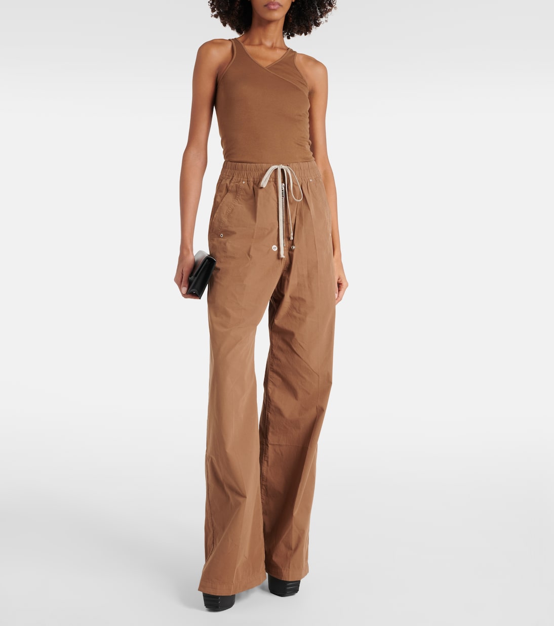 Хлопковая майка DRKSHDW Double Ziggy Rick Owens, коричневый — фото 2