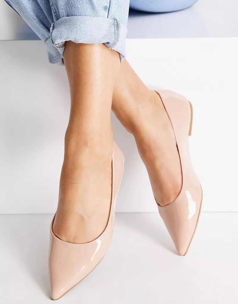 Бежевые кружевные балетки ASOS Lucky