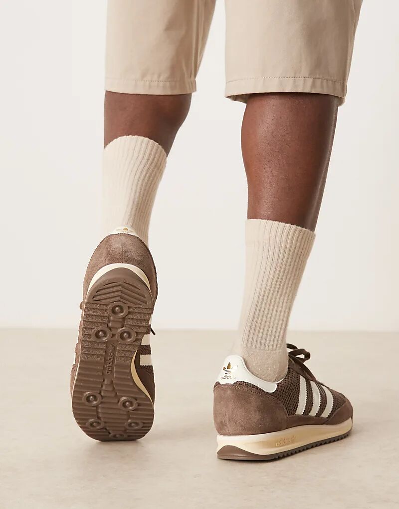 Кроссовки Adidas Originals SL 72 RS коричневого и кремового цветов — фото 3