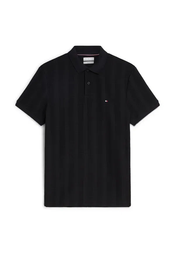Поло Tommy Hilfiger Vertical Tonal Stripe Reg Polo Elevated Essentials, черный — фото 4