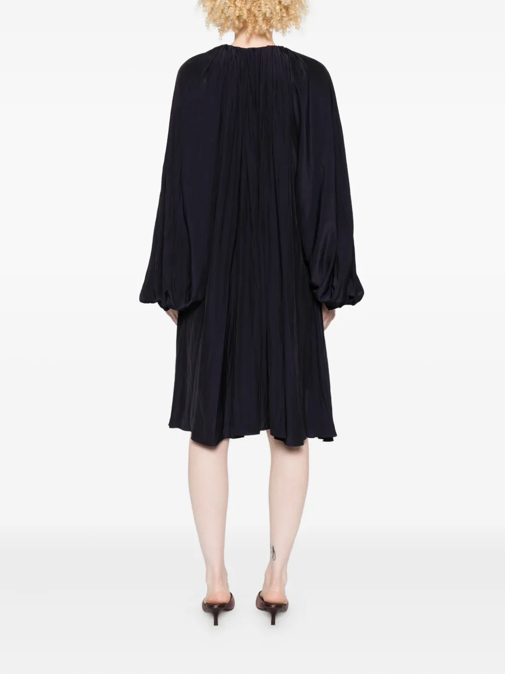 Мини-платье с плиссировкой и застежкой на пуговицы спереди Lanvin, фиолетовый — фото 4