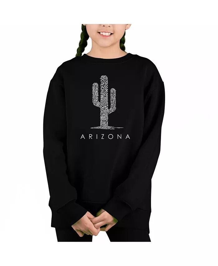 

Arizona Cities — толстовка с круглым вырезом с надписью Big Girl's Word Art La Pop Art, синий