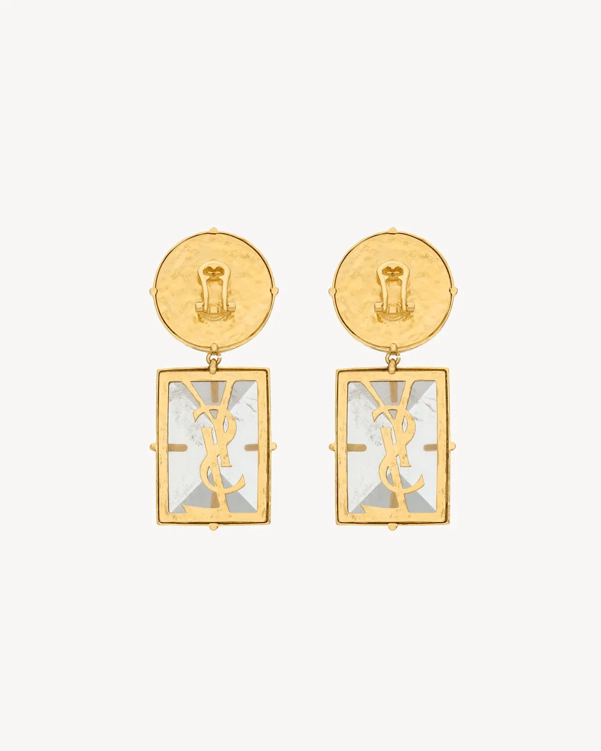Серьги-подвески CASSANDRE из кристаллического камня SAINT LAURENT, золотой — фото 2