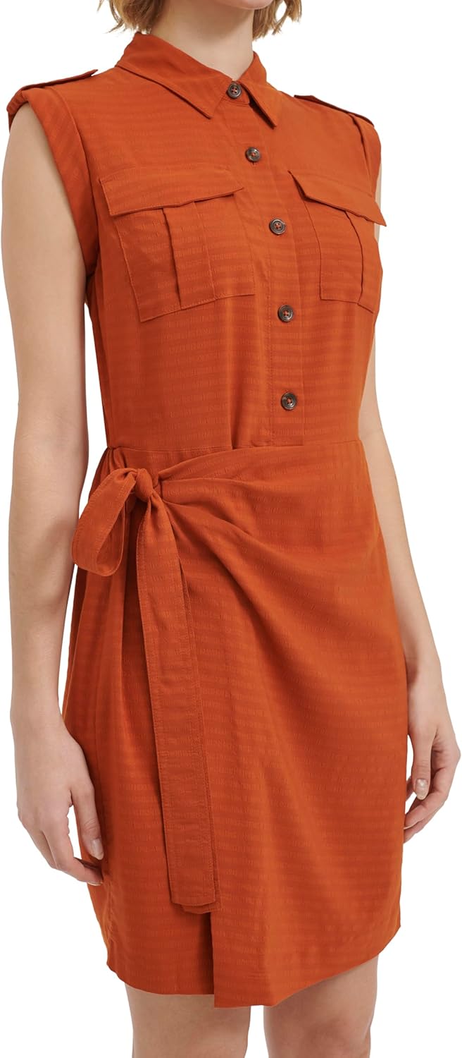 Женское платье Calvin Klein с карманом и имитацией запаха, Terra — фото 3