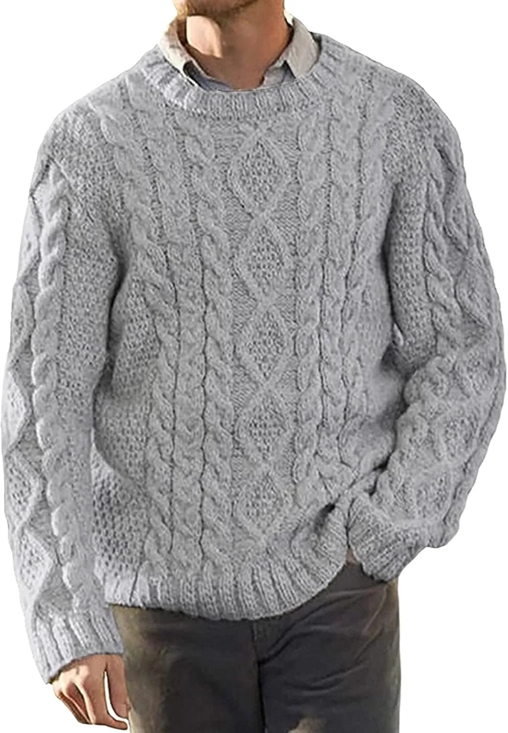 

Мужской свитер из шерстяной смеси с круглым вырезом