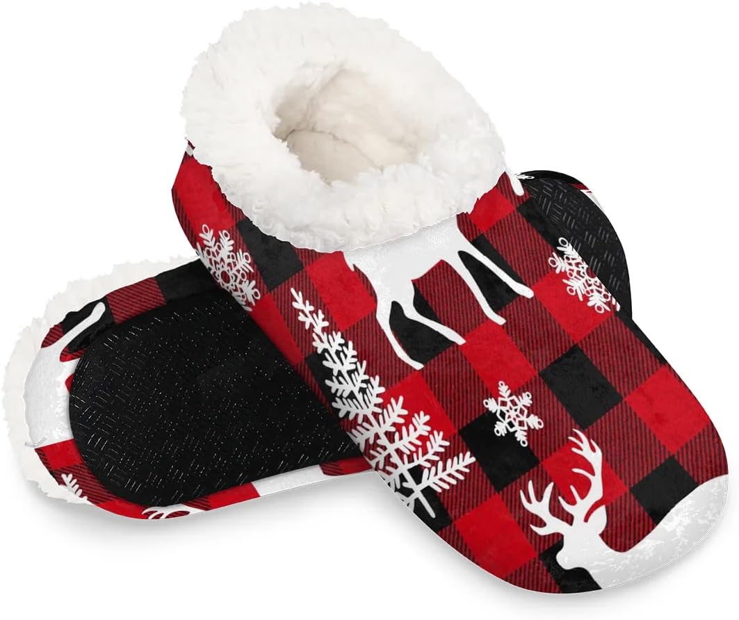 

Сетчатые тапочки «Снежинка и лось» для женщин и мужчин, нескользящие, пушистые, с эффектом памяти, теплые зимние домашние тапочки с меховой подкладкой Mularoka, Mesh Snowflake Elk 2xl