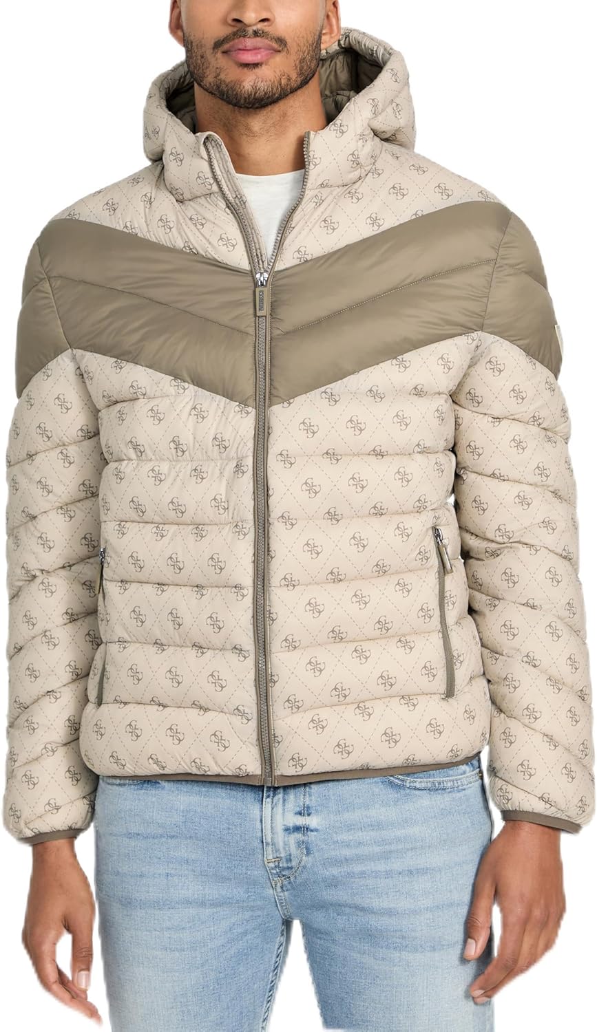 

GUESS мужская куртка New Jacob с капюшоном и цветными блоками, 4G Impact Grey