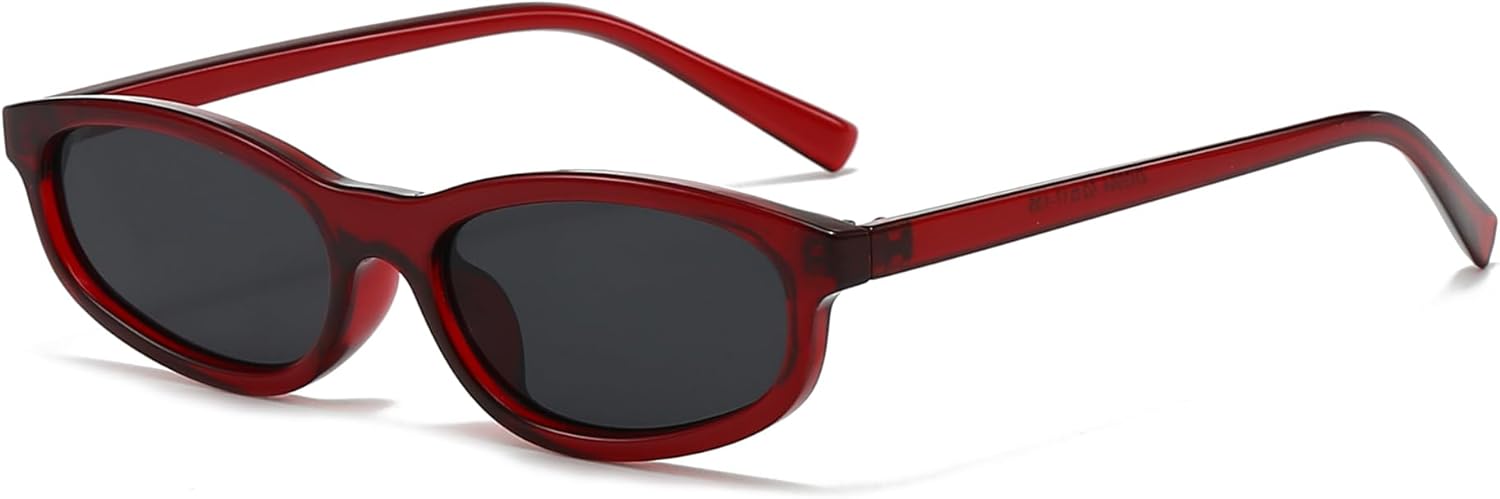 

Солнцезащитные очки Long Keeper Retro Oval для женщин, модные узкие очки в стиле 90-х, легкие, маленькие, «кошачий глаз», очки Y2K, солнцезащитные очки UV400, Red Grey