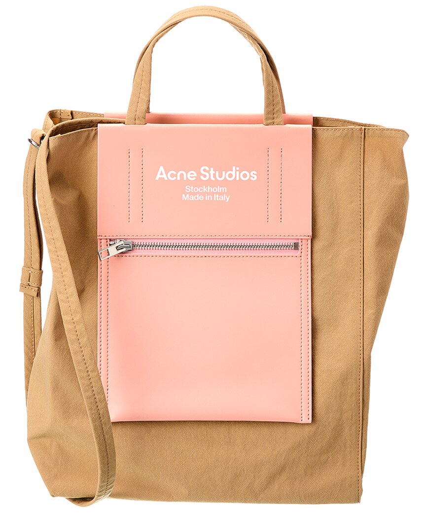 

Сумка-тоут из нейлона и кожи Acne Studios Papery, коричневый