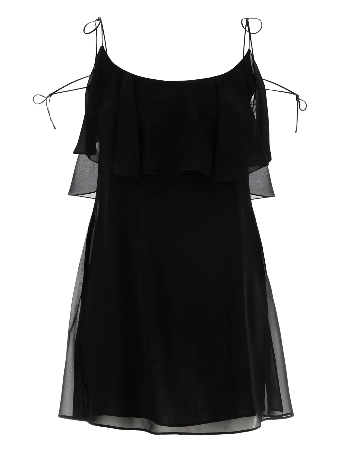 Платье с оборками Saint Laurent, черный